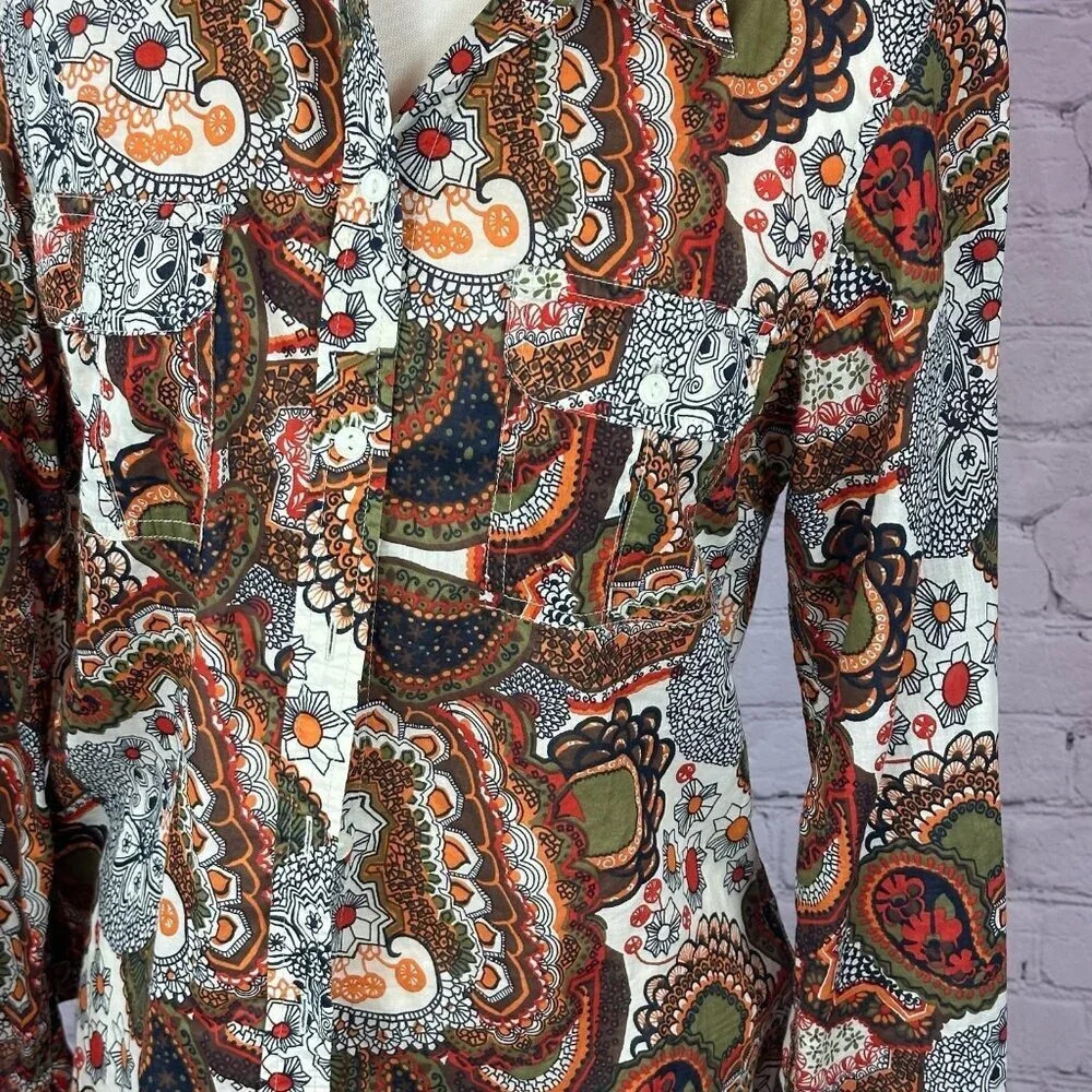 lucky brand button front top boho paisley print size medium - Picture 2 of 6